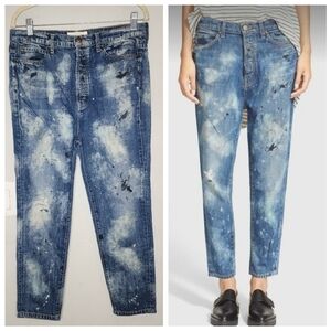 THE GREAT. The Mister Slouch Worn Paint Wash Women's Sz 27 boyfriend button fly